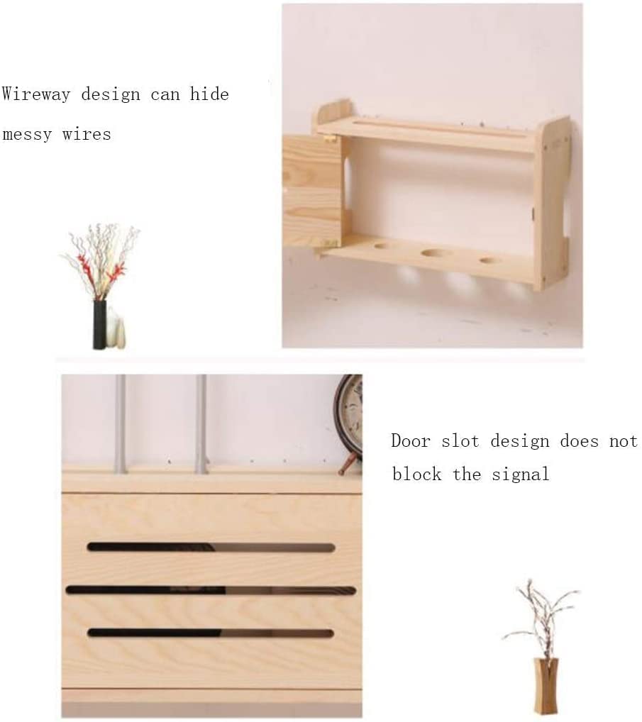 ❀❀❀Wifi-Router-Regal,Desktop-Deko-Box, Aufbewahrungsbox for kabellose Router – Regal for kabellose WLAN-Router, Wohnaccessoires, kleiner Router aus Kastanienholz, 8 Würfel-Organizer, frei stanzbare Ma