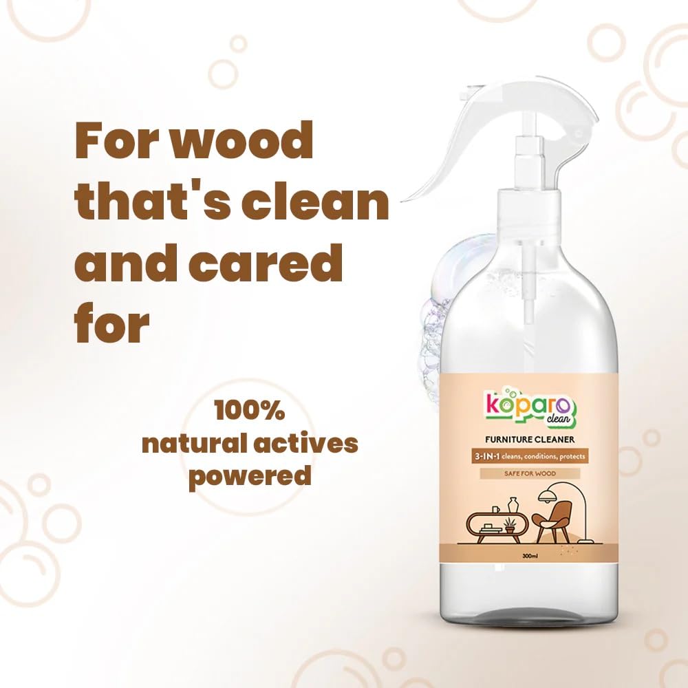 Koparo Natural Wood Furniture Cleaner Spray | Cleaner And Conditioner | Cleans Conditions And Protects Wooden Surfaces | Plant Based Eco Friendly Non Toxic | Cupboards Cabinets Antiques | 300Ml 1