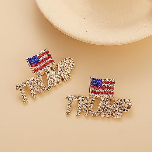 Crystal Trump Brooch with The USA Flag Word Brooch Pin Souvenir for United States of 2025 Presidential Election4