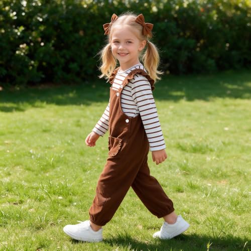 SOFIPURE Toddler Baby Girl Overalls Set with Long Sleeve Striped T-Shirt - image 5