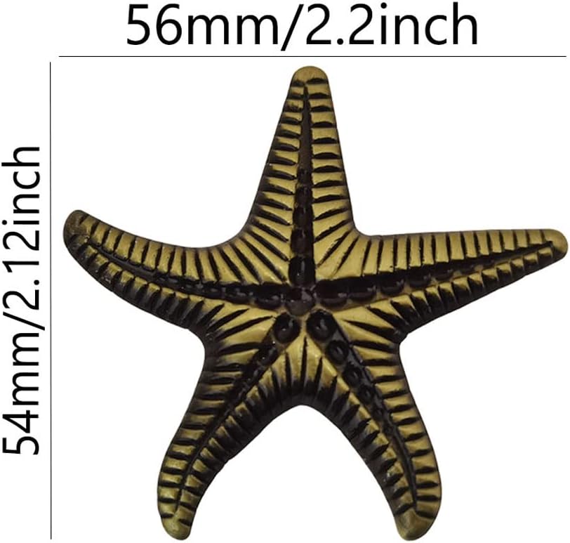 Starfish Knobs 4 Pcs Ocean Beach Style Starfish Shaped Cabinet Pull Wardrobes Closets Bedside Tables Bookcases Cupboards Dresser Furniture Decoration Handle for Kitchen Bedroom (Bronze)