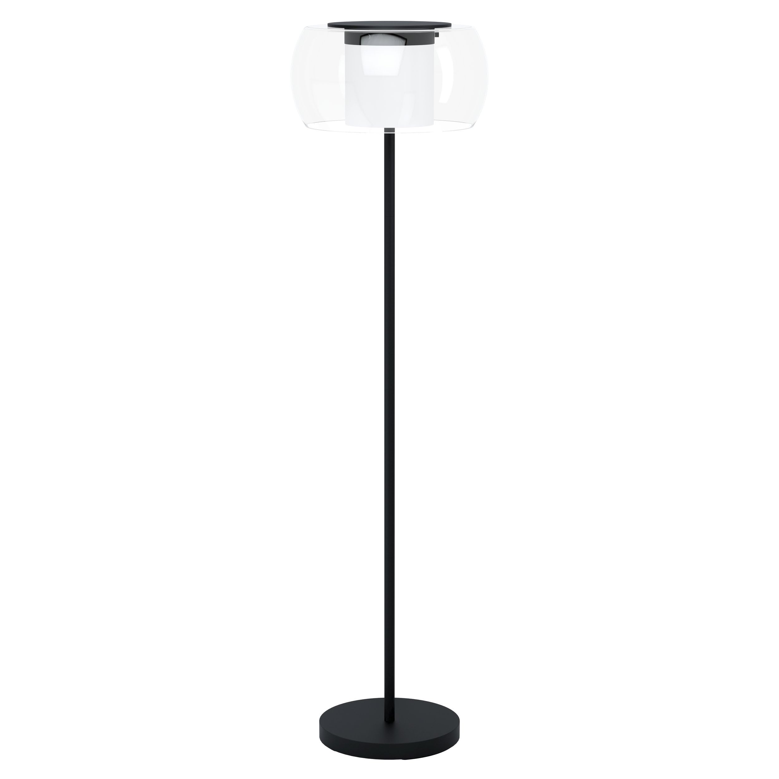 EGLO LED lampa podłogowa Briaglia-c, ściemniana lampka podłogowa smart home, oświetlenie do salonu z czarnego metalu, szklana kula z satynowanym cylindrem, ciepła biel-zimna biel, RGB