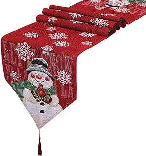 Mogokoyo Christmas Table Runner Holiday Table Runners Home Tablecover Decorative for Dining Room Cardinal Snowflake Snowman Table Runner for Christmas Table Decorations 14"x71"