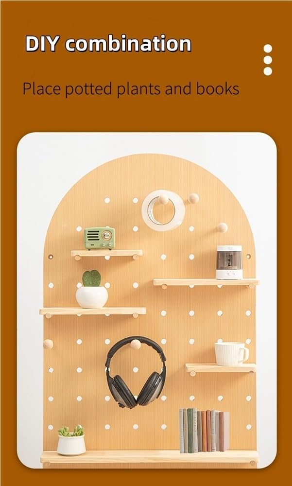 Wood Pegboard Shelf, Floor Standing Bookshelf with Groove Design for Bedroom & Living Room, Simple Style Organizer Rack (Beige, 23.6"x47.2") - Versatile Storage Solution