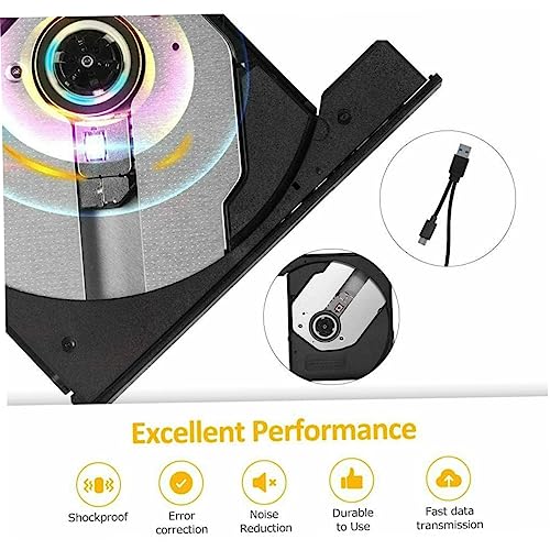Unidad óptica externa DVD USB tipo C negra miniatura 6