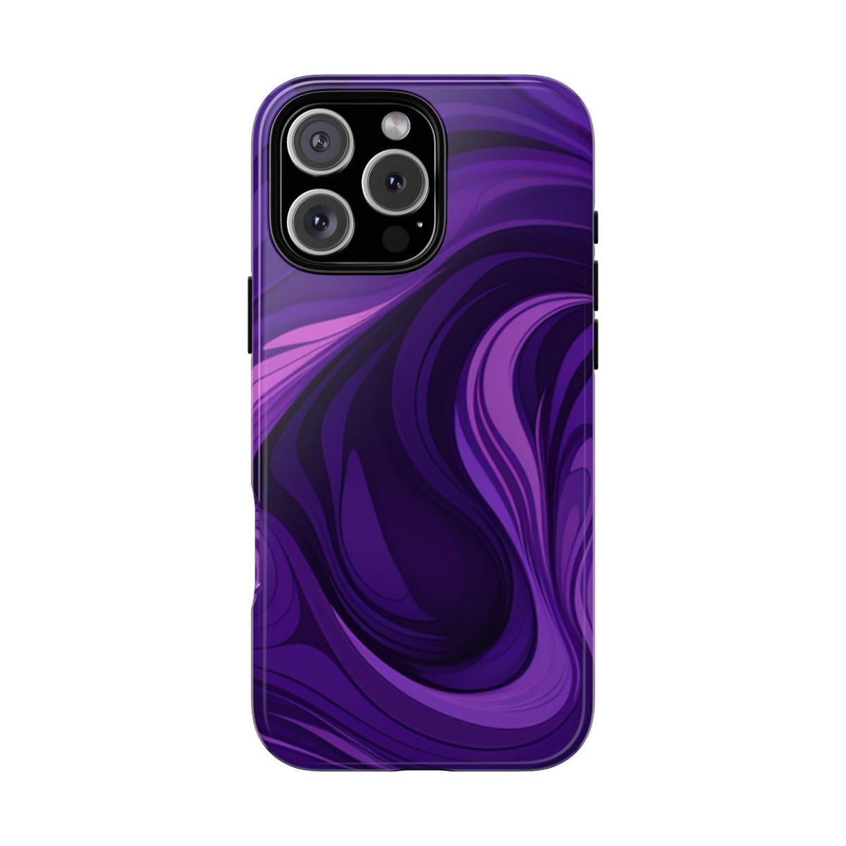 Coque iPhone 16 Pro Max motif vague abstraite violette rigide brillante - 5
