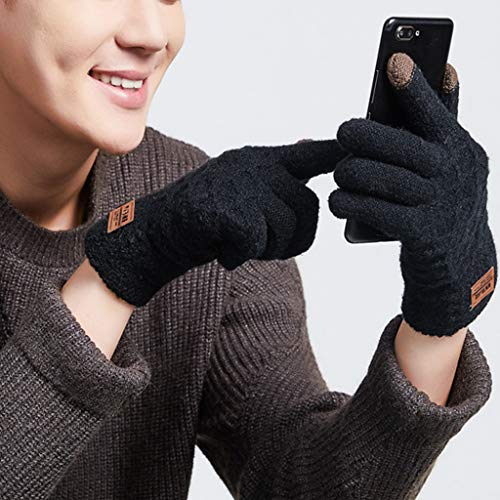 Dsxnklnd Luvas de lã para outono inverno masculinas luvas quentes para ciclismo ao ar livre, Cinza,