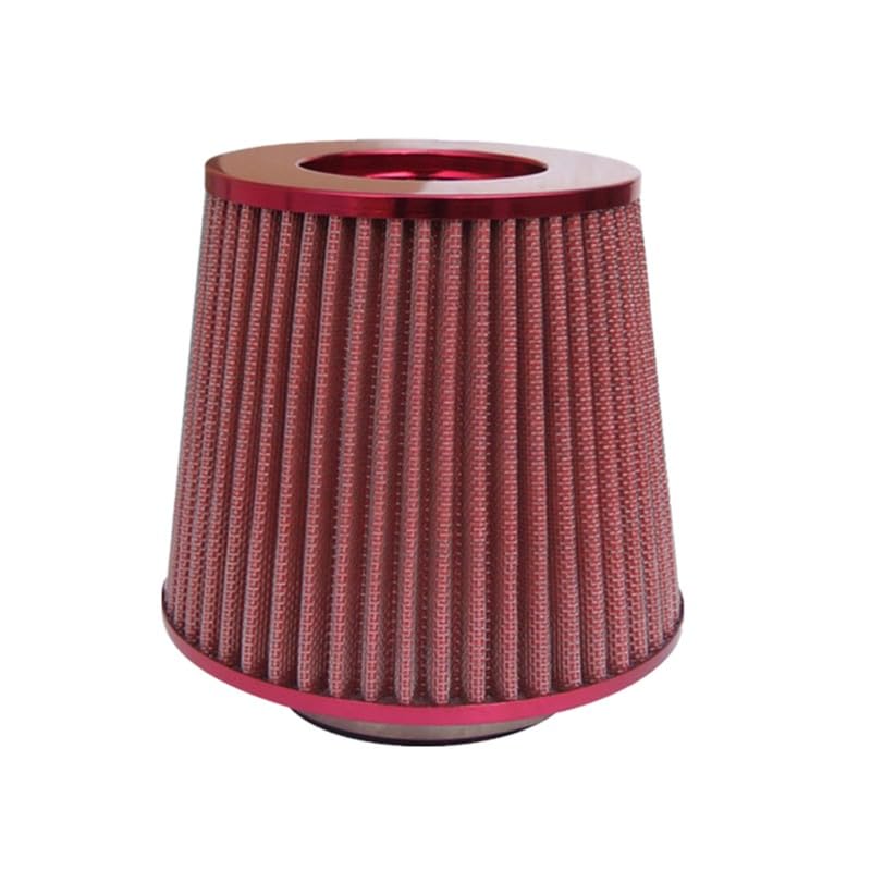 Samochodowe filtry powietrza, wysoka wydajność, filtr wlotowy zimna, zestaw indukcyjny, sportowy stożek siatkowy, 76 mm (Rosso)