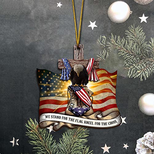 V Vibepy All Over Printed Wood Ornament, Patriotic Hanging Ornament, 3.5 Inch Ornament, Christmas Tree Decor Ornament, Bald Eagle Ornament, Veteran Ornament, Gift For Veteran, Christmas Tree Ornament #TOP3