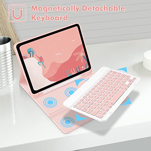 Gokoco For Ipad Air 4Th Generation 10.9 Inch Keyboard Case 2020 Wireless Bluetooth Keyboard Cover With Pencil Holder Tablet Cover For Ipad Air 5Th Gen 2022 With Magnetic Detachable-Pink #TOP2