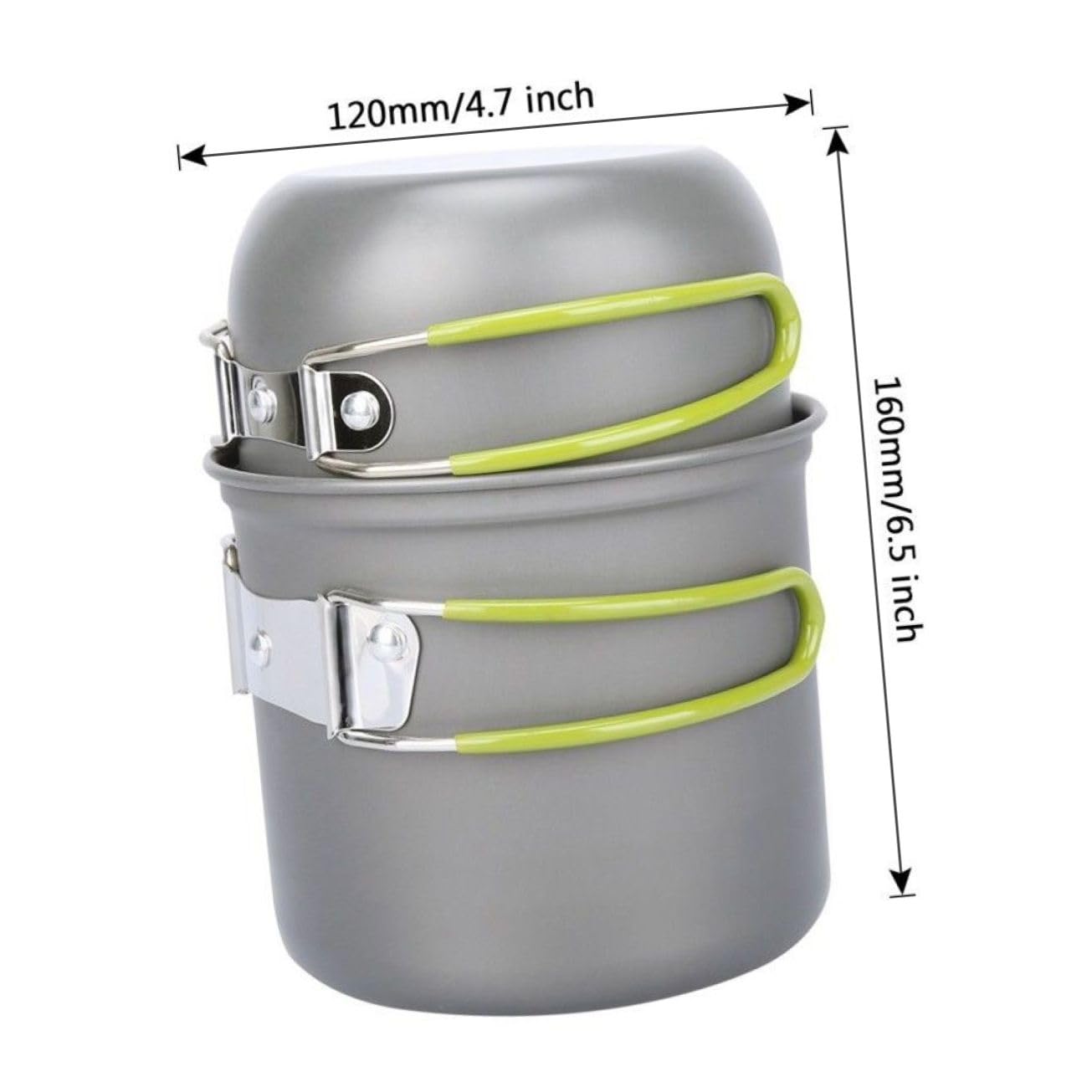 HANABASS 2pcs Portable Camping Cookware Set Lightweight Pots and Pans with Handle Cover for Hiking Backpacking and Picnics Outdoor Cooking Tool