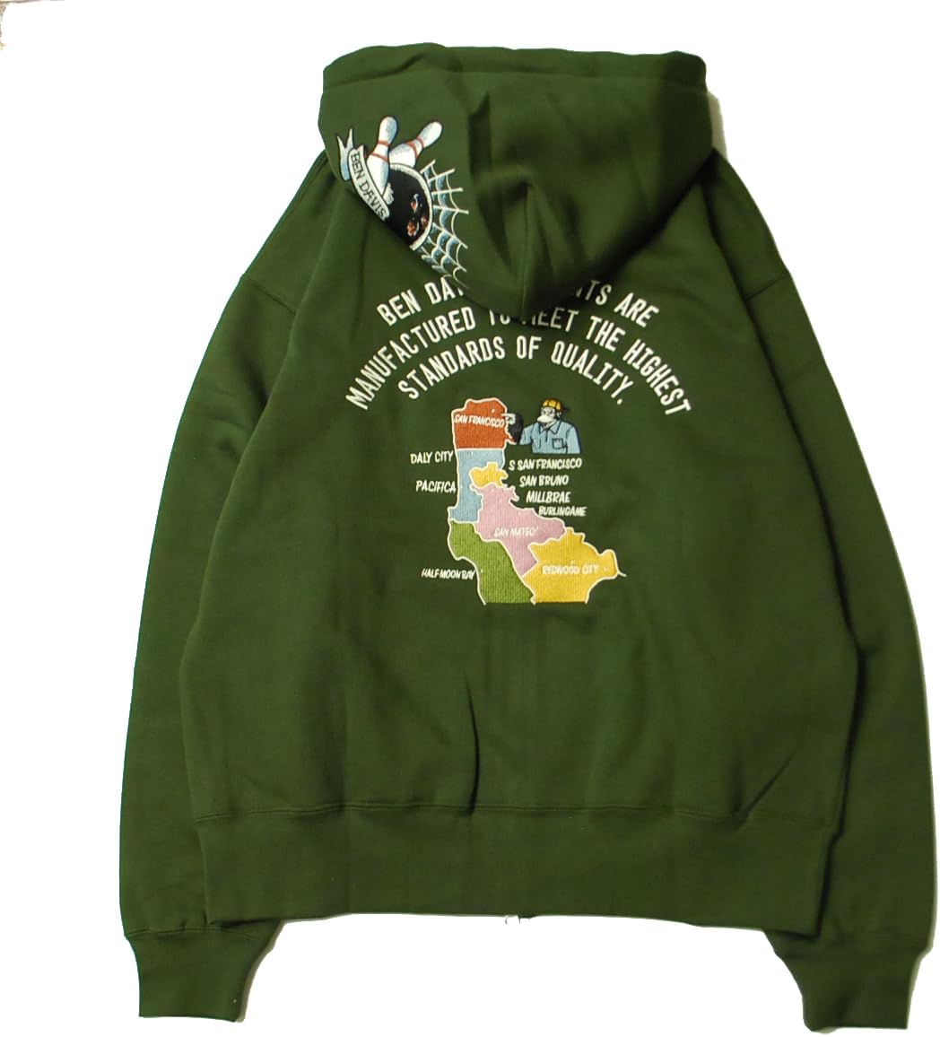 ベン デイビス BEN DAVIS SOUVENIR ZIP HOODIE OLIVE/オリーブ フード ジップ パーカー