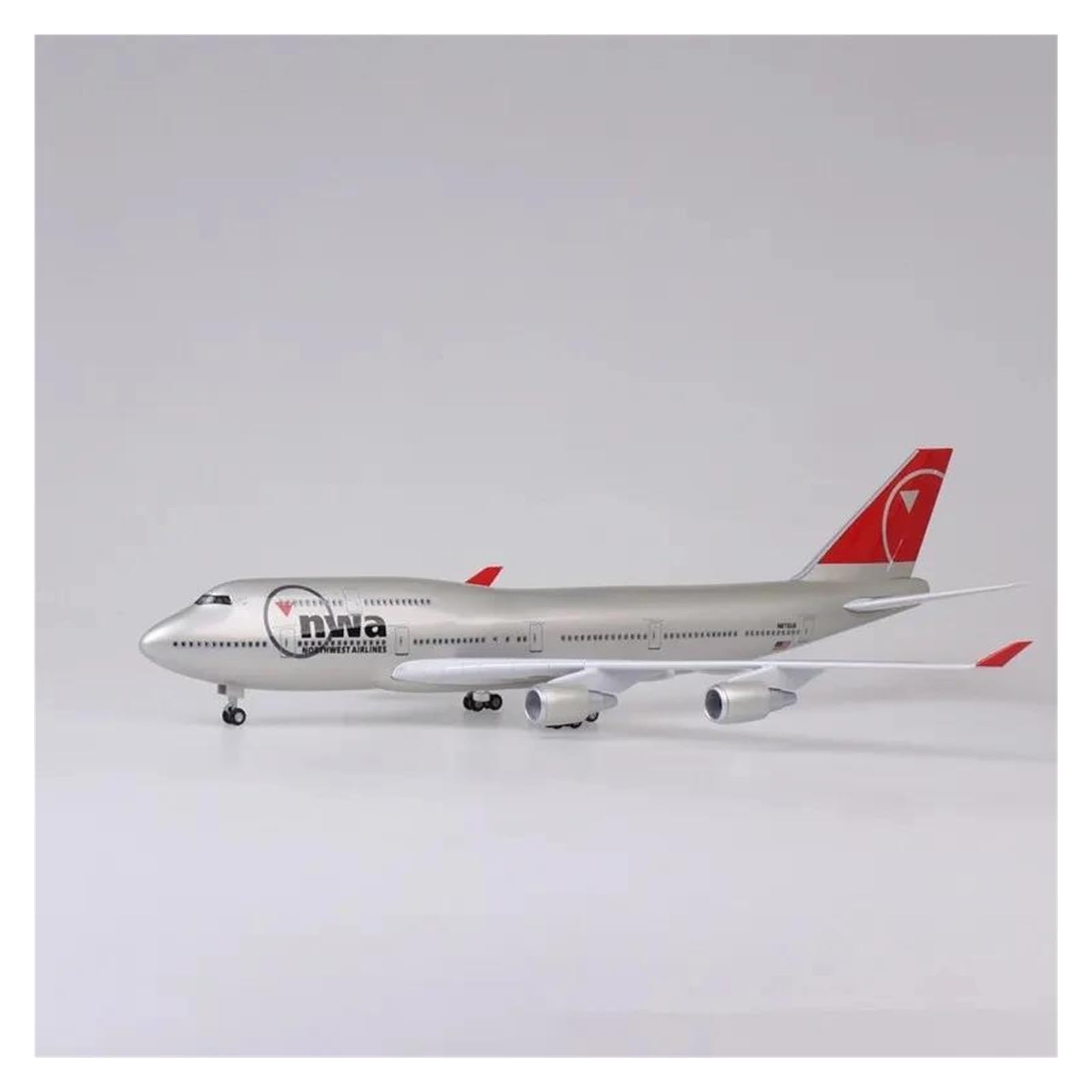 Odlewane zabawki samolotowe Model w skali 1:150 dla Northwest 747 Model samolotu do dekoracji Aluminiowy model samolotu pasażerskiego do zbierania i wyświetlania (bez światła)