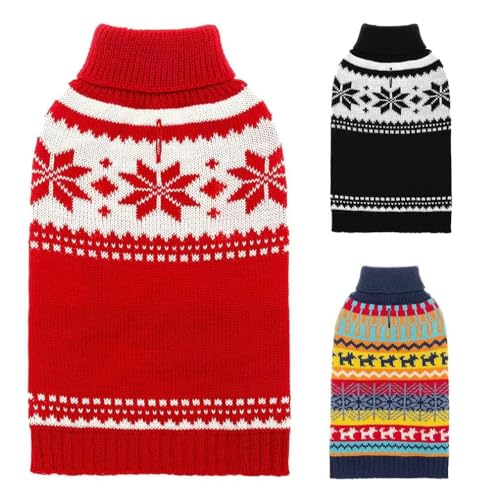 Image of Mihachi Dog Sweater - Winter Coat Apparel Clothes with Colorful Stripes for Cold Weather Medium