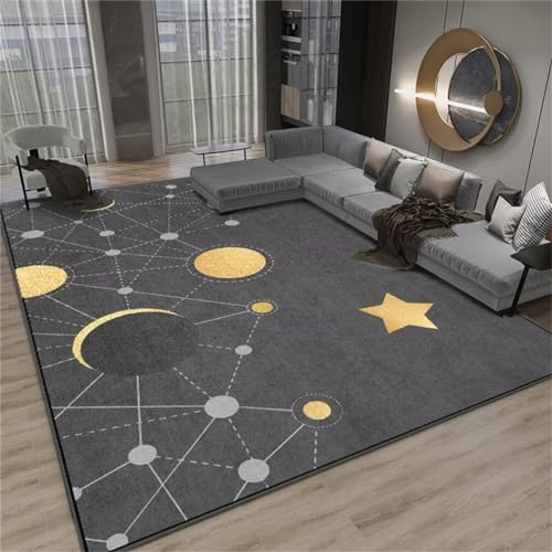 Tapis géométrique moderne jaune 100x150cm antidérapant doux - 2