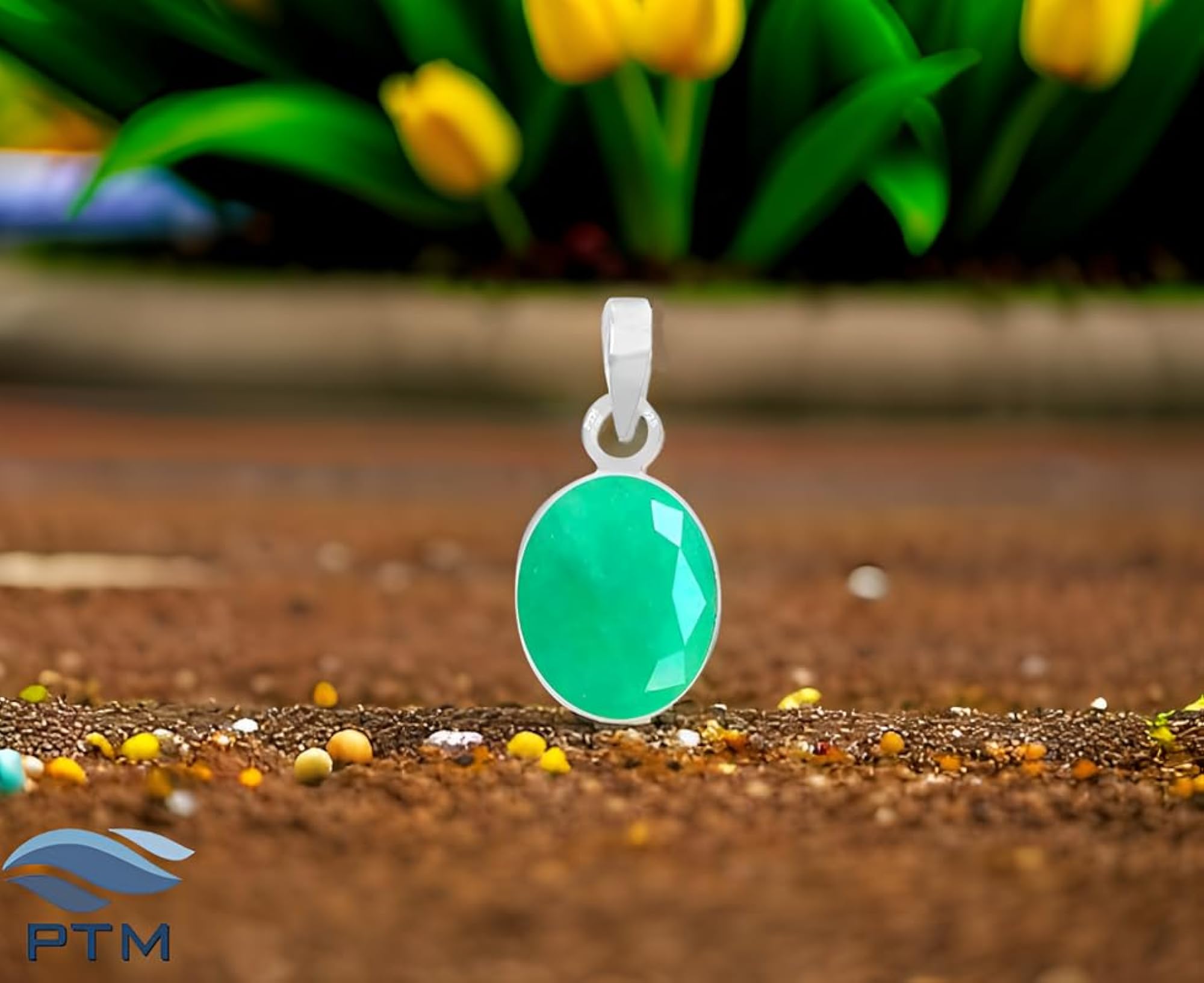 Sterling Silver Emerald Astrological Pendant Necklace