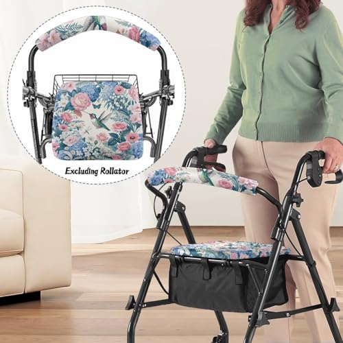 Image of Hummingbird Universal Rollator Accessories, Soft Seat and Backrest Covers for Walkers, Adjustable Walker Seat Covers for Seniors