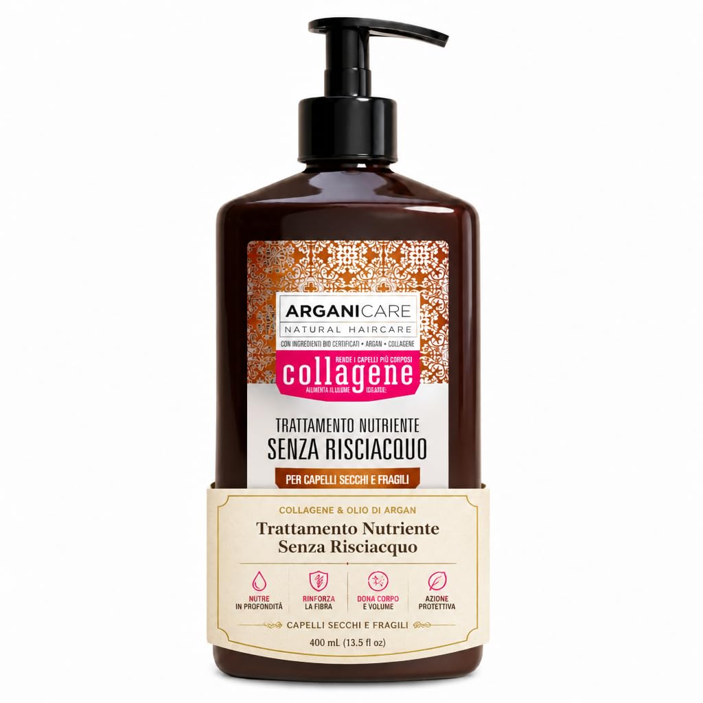 Arganicare | Collagen Nourishing Leave-In Conditioner | Thin, Damaged and Brittle Hair | Daily No-Rinse Moisture Care | Softness, Shine and Manageability | 400 ml