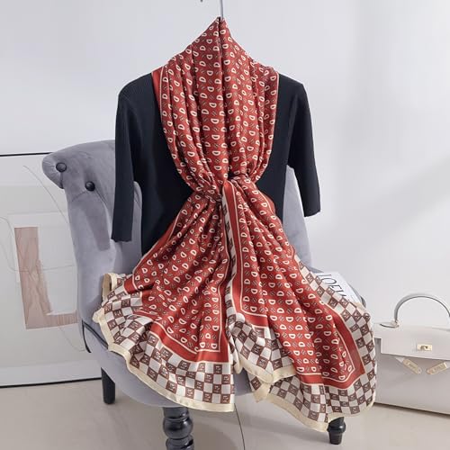 Image of MALINA Women's Polyester Silk Satin Stole Scarf - Soft Lightweight Fashion Wrap, Elegant Floral & Gradient Design, summer stole,Scarf For Women,Premium Stole,Large Size 180x90 cm'