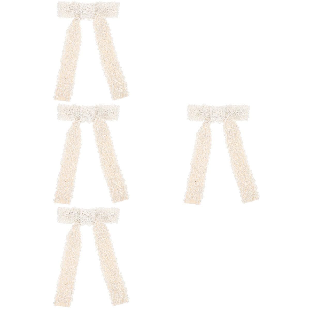 Healeved 4stücke Haarspange Mit Perlen Eleganter Haarklammer-bogen Für Vielseitige Haaraccessoires Für Dickes Haar Ponytail-clips Zeitlosem Beige