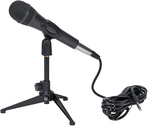 Miniatura 2 de Paquete de 2 soportes universales ajustables para micrófono de escritorio, trípode plegable portátil, soporte de mesa con clip de micrófono de