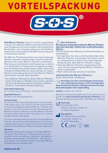 SOS Wärme-Pflaster (4 Stk.) - bei Muskel & Gelenkschmerzen | Wärmepflaster für Rücken, Nacken & Schultern | lösen Verspannungen mit 8h Tiefenwärme