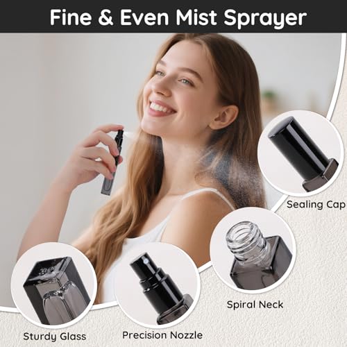 Segbeauty 0.34oz Empty Glass Travel Perfume Bottles Refillable, 5pcs 10ml Mini Spray Bottle with Perfume Refill Kit, Black Travel Cologne Sprayer, Small Glass Cologne Atomizer Spray Bottle Fragrance2