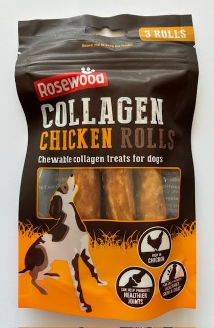 Medium Collagen Chicken Rolls for Dogs 3 Stick Treats (Single 70g Packet), 70 g (Pack of 1)