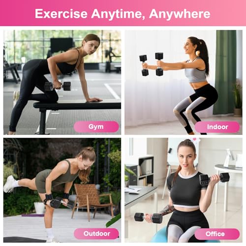 Image of 20LBS Adjustable Dumbbells Set, 4 in 1 Free Weights Dumbbells Set, 4lb 6lb 8lb 10lb with Metal Non Slip Handle, Quick Change Women /Men Dumbbell Set for Home Gym Exercise Training