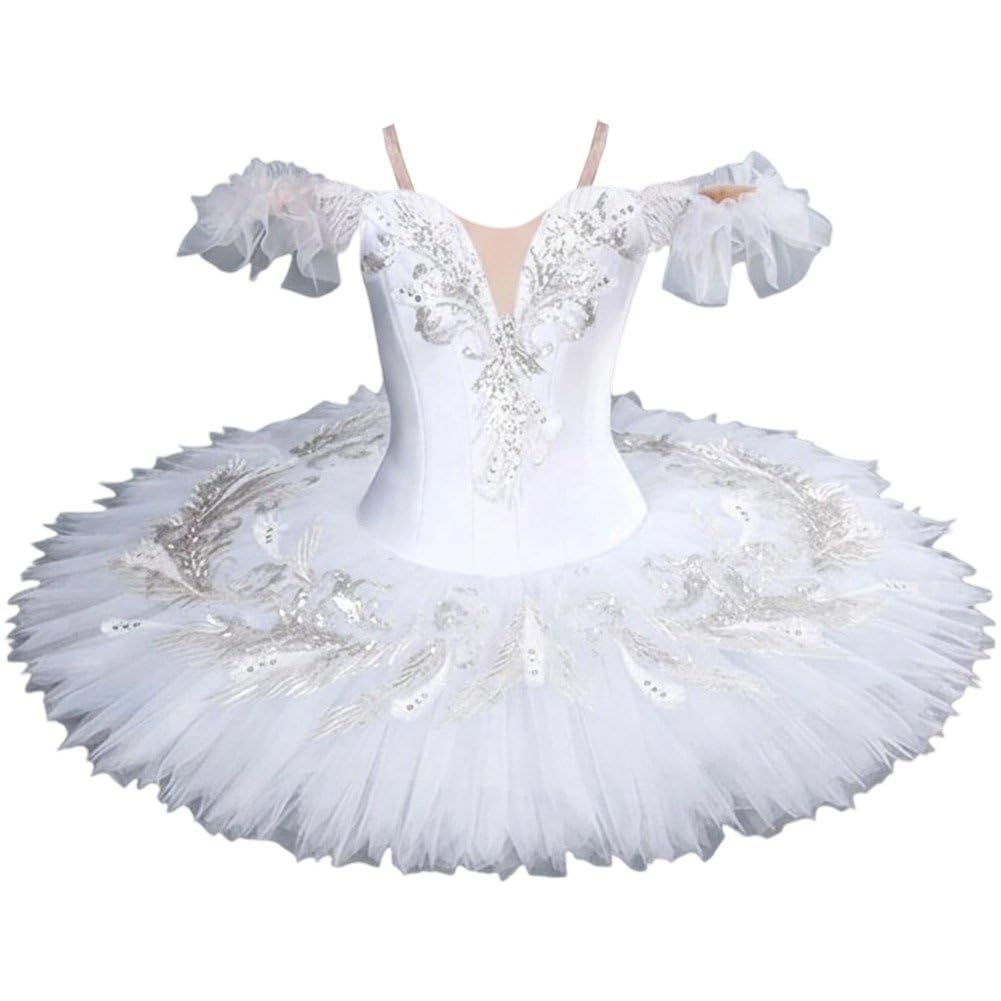 Ppmter Professional Swan Lake Dance Costumes Womens Ballet Skirt Pancake Tutu Dress White Tulle Tutu Dance Dress
