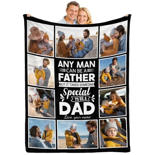 Ruleyka Fathers Day Blanket Personalized Dad Gifts Best Dad Blanket Custom Blankets with Photos Customized Picture Throw Personalized Fleece Blankets Fathers Day Brithday Gifts from Daughter Son