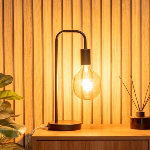 ValueLights | Industrial Style Black Metal Curved Stem Table Lamp Light | Table Lamps, Home Décor & Improvement Essential | Includes 6W LED Bulb - Image 5