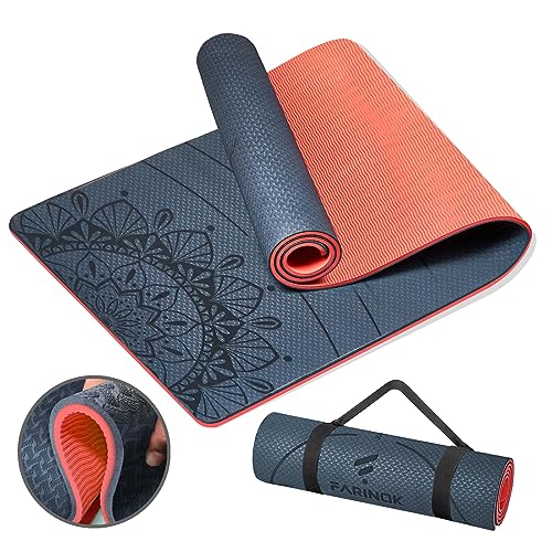 Yoga Mat Extra Thick 9MM, High Density Exercise Mats Non Slip for Home Workout, Pilates Mat with Strap for Women Men, Eco Friendly Mat Thick (9MM-NAVY-BLUE)