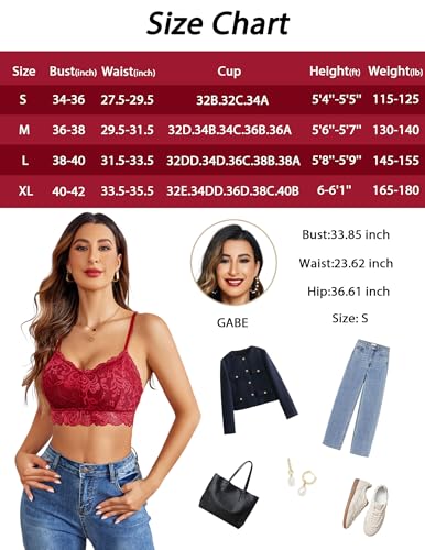 Image of Avidlove Lace Bralettes for Women Padded Bralette Camisole Racerback Crop Top Floral Lace Bralettes V Neck