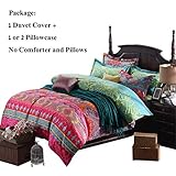 Omelas Bohemian King Duvet Cover Set Colorful Boho Floral Bedding Super Soft Double Brushed Microfiber Indian Tribal Duvets Cover Southwestern Comforter Cover Thumb #1