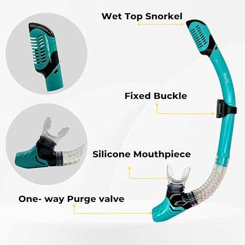 Miniatura 9 de Juego de máscara de esnórquel, equipo de esnórquel de tamaño de viaje para adultos con vista panorámica, máscara antivaho, esnórquel superior seco y