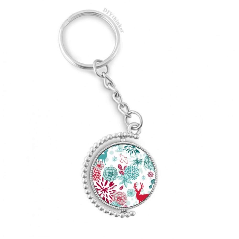 Porte-keyholder illustration cerf et fleurs, idée cadeau originale multicolore
