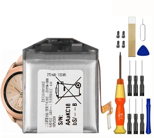 WUHAO Replacement Battery EB-BR810ABU for Samsung Galaxy Watch SM-R815U SM-R810 42mm with [Set of Screws] and Tool Repair Kit