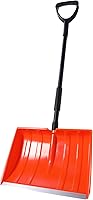 Yocada 55 Inch Snow Shovel with D-Grip Handle, Aluminum Edge & Adjustable Length for Driveway Garage Snow Removal Orange