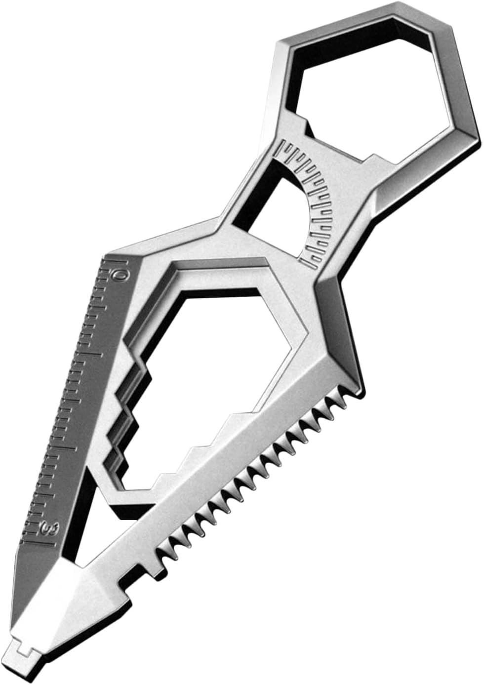 Utility Keychain | Bottle Opener Cutter Screwdriver | Stainless Portable Key Ring Tool Ruler Wheel Wrench - for Work Camping Survival Hiking Outdoor Car Fishing