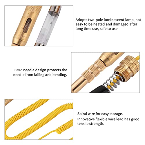 Qii lu Circuit Tester Pen, Auto Car Vehicle Circuit Tester DC 6V 12V 24V Gloeilamp Voltage Test Pen Potlood Geel - Image 6