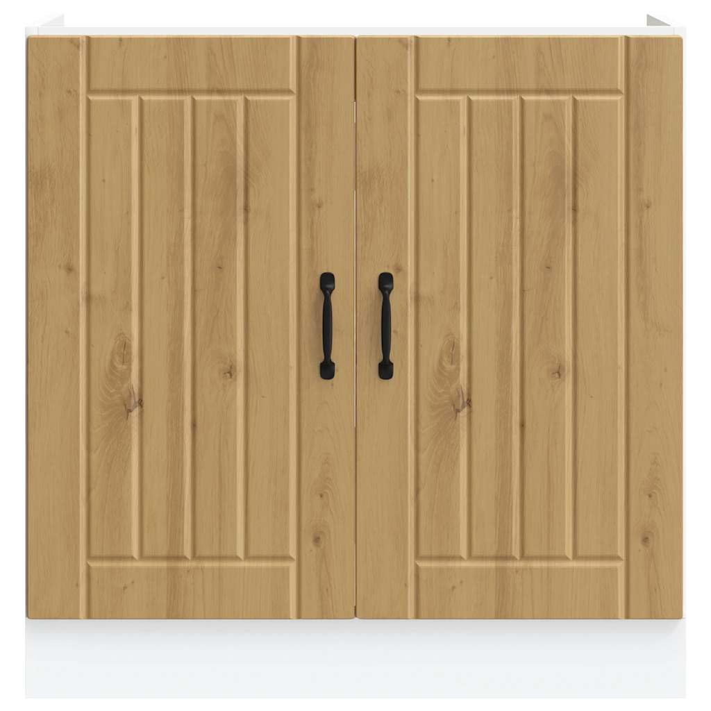 Meuble sous évier 80 x 46 x 81,5 cm Lucca Bois Chêne Artisan