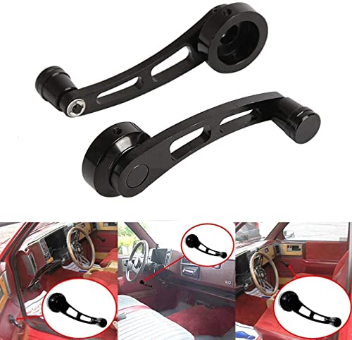 KIMISS Window Crank Handle Winder,2pcs Alloy Window Handle Riser Winder Crank Fit for Classic Car(Black) - Thumbnail 3