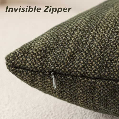 Image of Foindtower Set of 2 Decorative Textured Burlap Linen Throw Pillow Covers Farmhouse Boho Cushion Cover Solid Accent Pillowcase for Couch Sofa Bed Living Room Home Decor, 22x22 Inch,Dark Green
