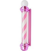 Barber Light Pole, Barbershop Rotating Barber Pole LED, Wall Mount Salon Open Sign Light Fixture, 39.4 Inch Height Pink and White