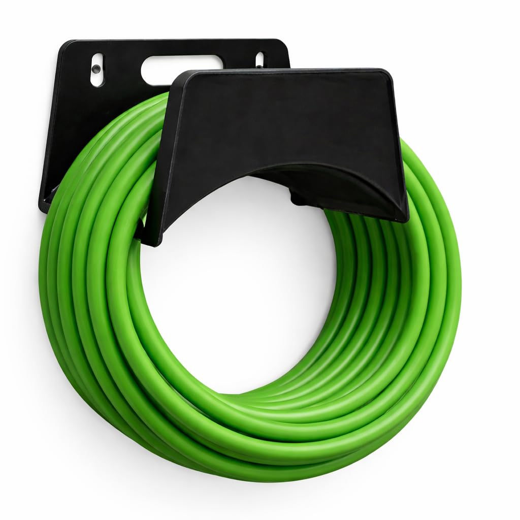 Ever Stand Heavy Duty Pipe Holder | Wall Mounted Steel Watering Hose Holder | Portable Irrigation Pipe Hanger and Hook for Home (Black)