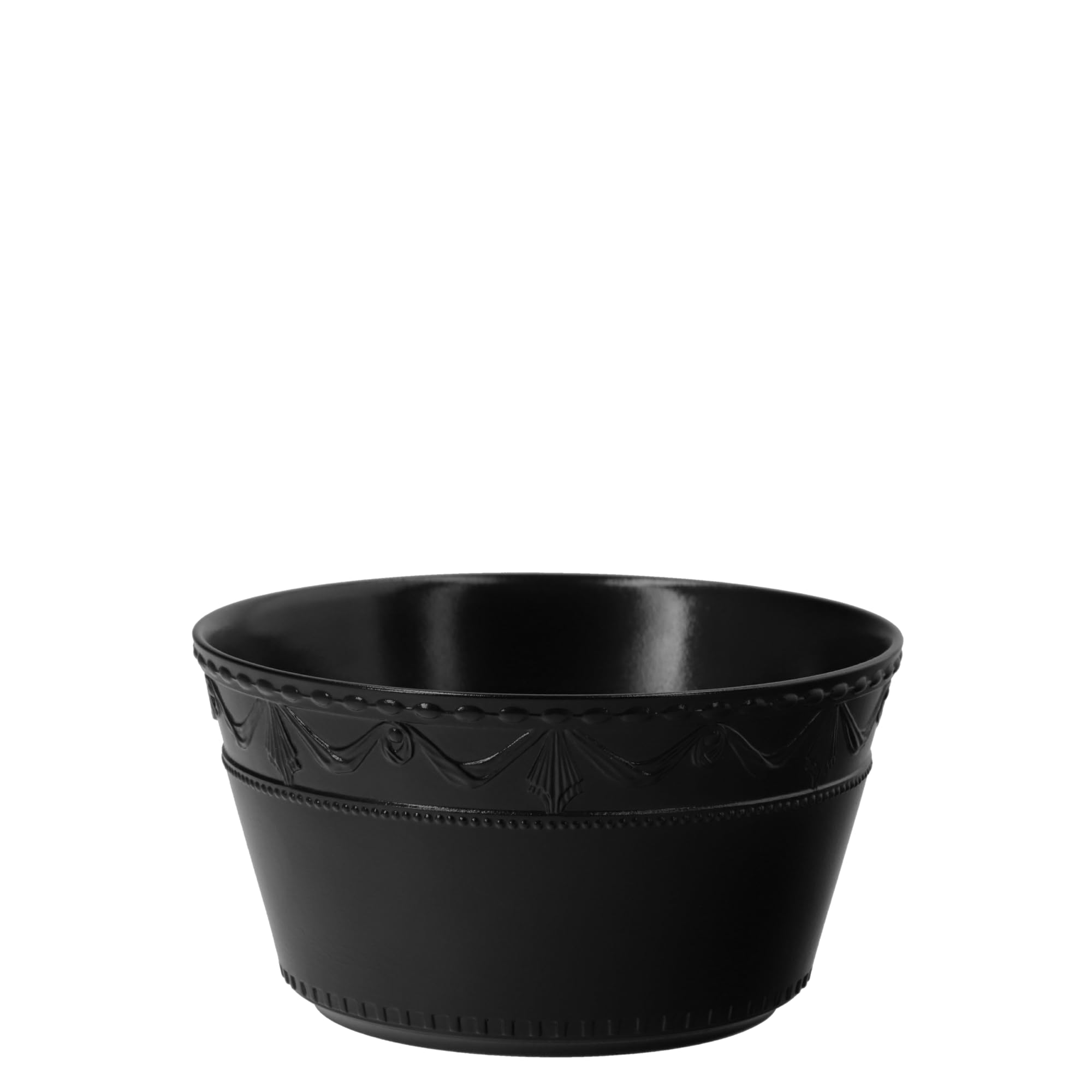KPM Berlin KURLAND NOIR Duo-Set 8-teilig aus Bechern 350ml, Bowls 700ml, kleinen 20cm und großen Tellern 26cm handmade, matt-glänzend schwarz im Geschenkkarton
