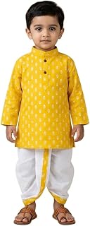 Baby Boys Kurta and White Dhoti Set | Traditional Cotton Ethnic Outfit for Toddlers Price In India