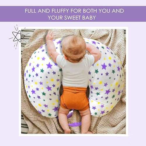Image of VParents Feeding Pillow, Breast Feeding Pillows Vacuum Packed Cotton Nursing Pillow and Positioner, Breastfeeding, Bottle Feeding, Baby Support Joy (Purple) 110499