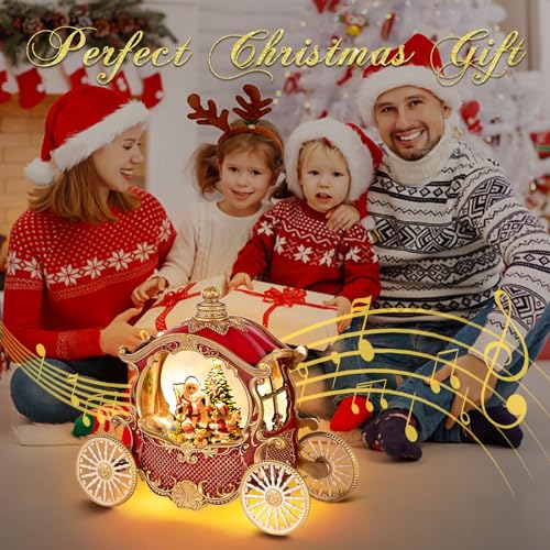 image for DGSCAK Christmas Snow Globes,Christmas Carriage Snow Globe with 8 Musi